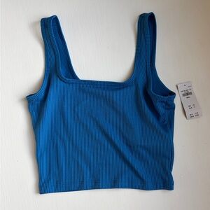 Hollister Blue Ribbed Square-Neck Tank Top